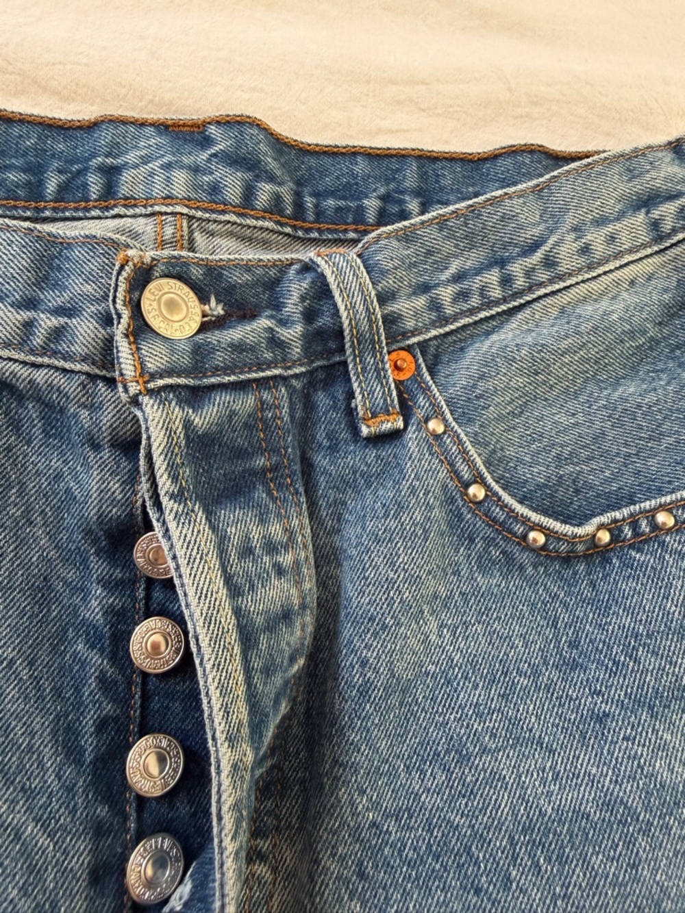 Levi’s 501 Studded Straight Leg Jeans W31 L30 Y2K Western Denim - Picture 8 of 8